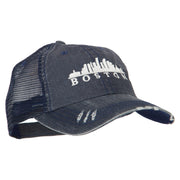 Boston Skyline Embroidered Low Profile Cotton Mesh Cap