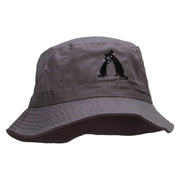 Grandma Cat and Baby Cat Embroidered Pigment Dyed Bucket Hat - Charcoal OSFM