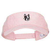 Boston Terrier Head Embroidered Pro Style Cotton Washed Visor