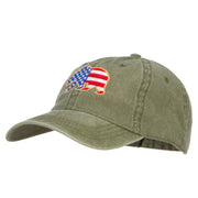 Bear USA Flag Embroidered Washed Buckle Cap