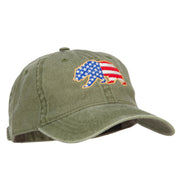 Bear USA Flag Embroidered Washed Buckle Cap