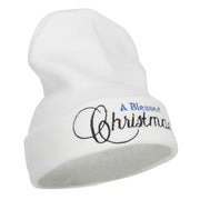 A Blessed Christmas Embroidered Long Beanie