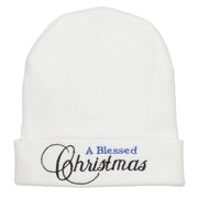 A Blessed Christmas Embroidered Long Beanie