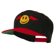 Bat Smile Face Embroidered Snapback Cap