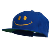 Big Smile Face Embroidered Flat Bill Cap