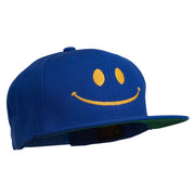 Big Smile Face Embroidered Flat Bill Cap