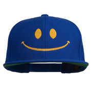 Big Smile Face Embroidered Flat Bill Cap