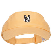 Boston Terrier Head Embroidered Pro Style Cotton Washed Visor