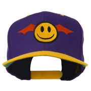 Bat Smile Face Embroidered Snapback Cap