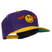 Bat Smile Face Embroidered Snapback Cap