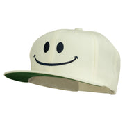 Big Smile Face Embroidered Flat Bill Cap