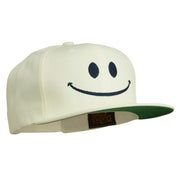 Big Smile Face Embroidered Flat Bill Cap