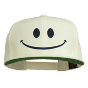 Big Smile Face Embroidered Flat Bill Cap