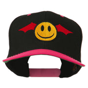 Bat Smile Face Embroidered Snapback Cap