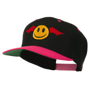 Bat Smile Face Embroidered Snapback Cap