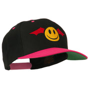 Bat Smile Face Embroidered Snapback Cap