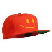 Big Smile Face Embroidered Flat Bill Cap