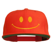 Big Smile Face Embroidered Flat Bill Cap