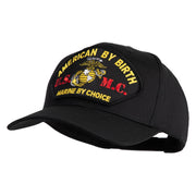 American By Birth U.S.M.C. Marine by Choice Patched Solid Cotton Twill Pro Style Cap - Black OSFM