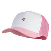 Rhinestud Hotfix Flower Iron On Glue Patched Cotton Trucker Cap - Orange OSFM