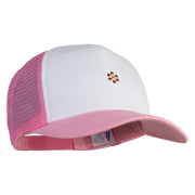 Rhinestud Hotfix Flower Iron On Glue Patched Cotton Trucker Cap - Orange OSFM