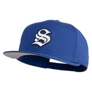 Old English White S Patched Cotton Twill Flat Bill Cap - Royal OSFM