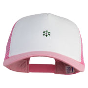 Rhinestud Hotfix Flower Iron On Glue Patched Cotton Trucker Cap - Green OSFM