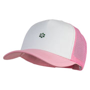 Rhinestud Hotfix Flower Iron On Glue Patched Cotton Trucker Cap - Green OSFM