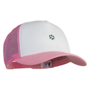Rhinestud Hotfix Flower Iron On Glue Patched Cotton Trucker Cap - Green OSFM