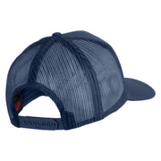 Korea War Vet Patched Solid Cotton Twill 5 panel Mesh Back Cap - Navy OSFM