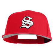 Old English White S Patched Cotton Twill Flat Bill Cap - Red OSFM