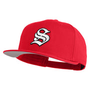 Old English White S Patched Cotton Twill Flat Bill Cap - Red OSFM