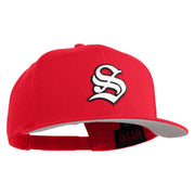 Old English White S Patched Cotton Twill Flat Bill Cap - Red OSFM