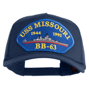 USS Missouri BB 63 Blue Patched Solid Cotton Twill 5 panel Mesh Back Cap - Navy OSFM