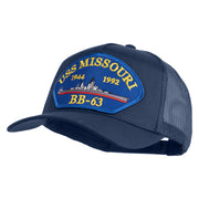 USS Missouri BB 63 Blue Patched Solid Cotton Twill 5 panel Mesh Back Cap - Navy OSFM