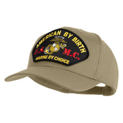 American By Birth U.S.M.C. Marine by Choice Patched Solid Cotton Twill Pro Style Cap - Khaki OSFM
