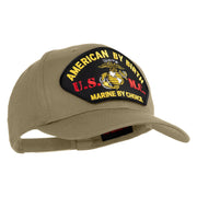 American By Birth U.S.M.C. Marine by Choice Patched Solid Cotton Twill Pro Style Cap - Khaki OSFM