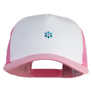 Rhinestud Hotfix Flower Iron On Glue Patched Cotton Trucker Cap - Blue OSFM