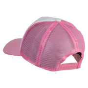Rhinestud Hotfix Flower Iron On Glue Patched Cotton Trucker Cap - Blue OSFM