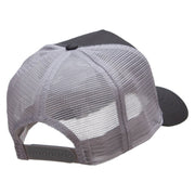 Embroidered Guitar 5 Panel High Profile Poly Cotton Twill Mesh Trucker Cap - Charcoal-Grey OSFM