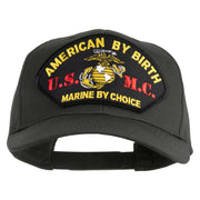 American By Birth U.S.M.C. Marine by Choice Patched Solid Cotton Twill Pro Style Cap - Charcoal OSFM
