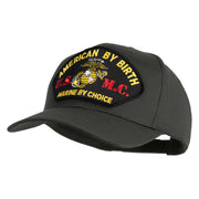 American By Birth U.S.M.C. Marine by Choice Patched Solid Cotton Twill Pro Style Cap - Charcoal OSFM