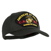 American By Birth U.S.M.C. Marine by Choice Patched Solid Cotton Twill Pro Style Cap - Charcoal OSFM
