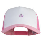 Rhinestud Hotfix Flower Iron On Glue Patched Cotton Trucker Cap - Purple OSFM