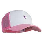 Rhinestud Hotfix Flower Iron On Glue Patched Cotton Trucker Cap - Purple OSFM