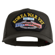 Korea War Vet Patched Solid Cotton Twill 5 panel Mesh Back Cap - Charcoal OSFM