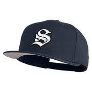 Old English White S Patched Cotton Twill Flat Bill Cap - Navy OSFM