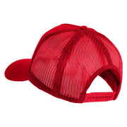 USS Missouri BB 63 Blue Patched Solid Cotton Twill 5 panel Mesh Back Cap - Red OSFM