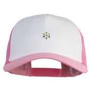Rhinestud Hotfix Flower Iron On Glue Patched Cotton Trucker Cap - Light Green OSFM
