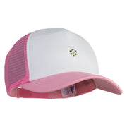 Rhinestud Hotfix Flower Iron On Glue Patched Cotton Trucker Cap - Light Green OSFM